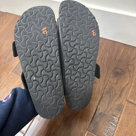 Birkenstock Arizona Big Buckle Sandal Womens US 10 41 Black Silver Oiled Leather - Picture 6 of 10